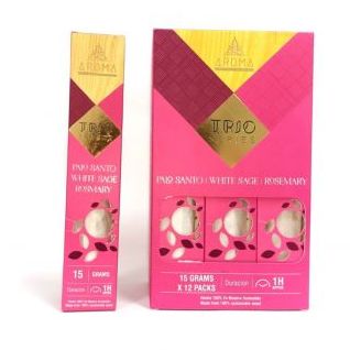 Incienso AROMA TRÍO Palo Santo, Salvia y Romero